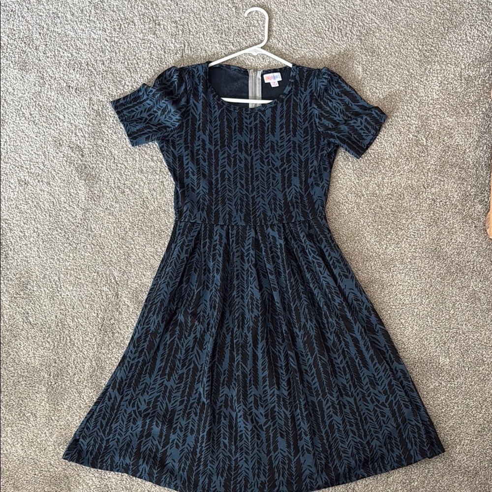LuLaRoe Blue and Black Midi Dress